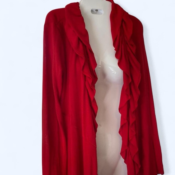 Vibrant Red Ruffle Cardigan C S - Picture 1 of 4